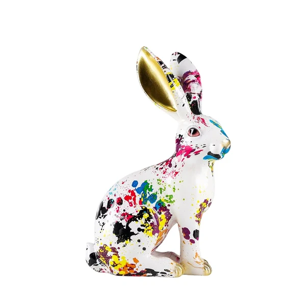 Selected Maxbell Modern Rabbit Statue Colorful Painted Rabbit Ornament Resin Bunny Model Functional