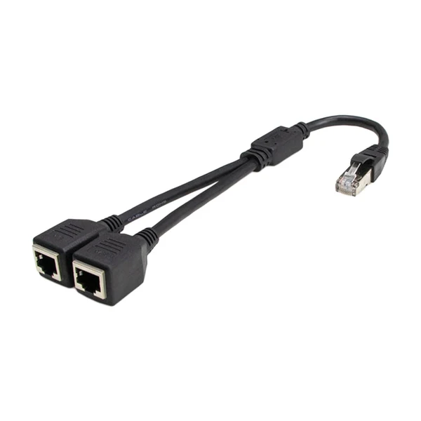 Superior Maxbell LAN Ethernet Splitter Black Male to Female Network Adapter Computer One to Two Cable Minimalist