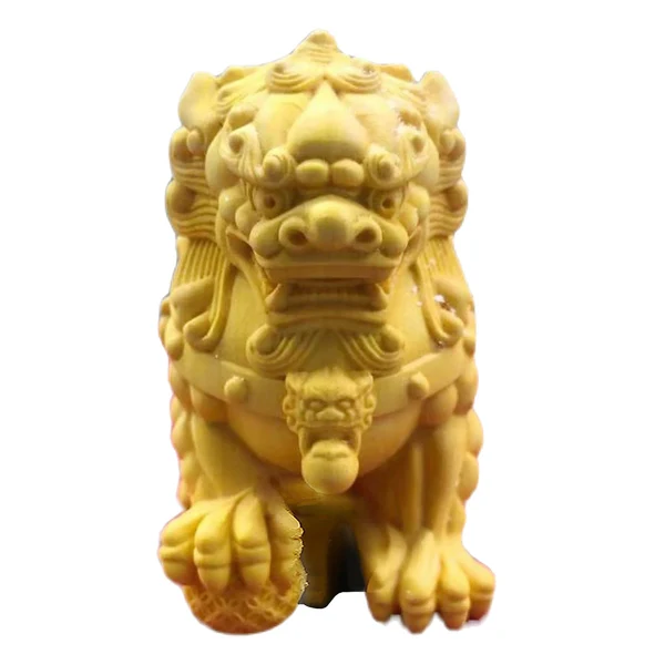 Classic Maxbell Lion Statue Wood Carving Miniatures Figurine for Living Room Desktop Porch StyleA Quality