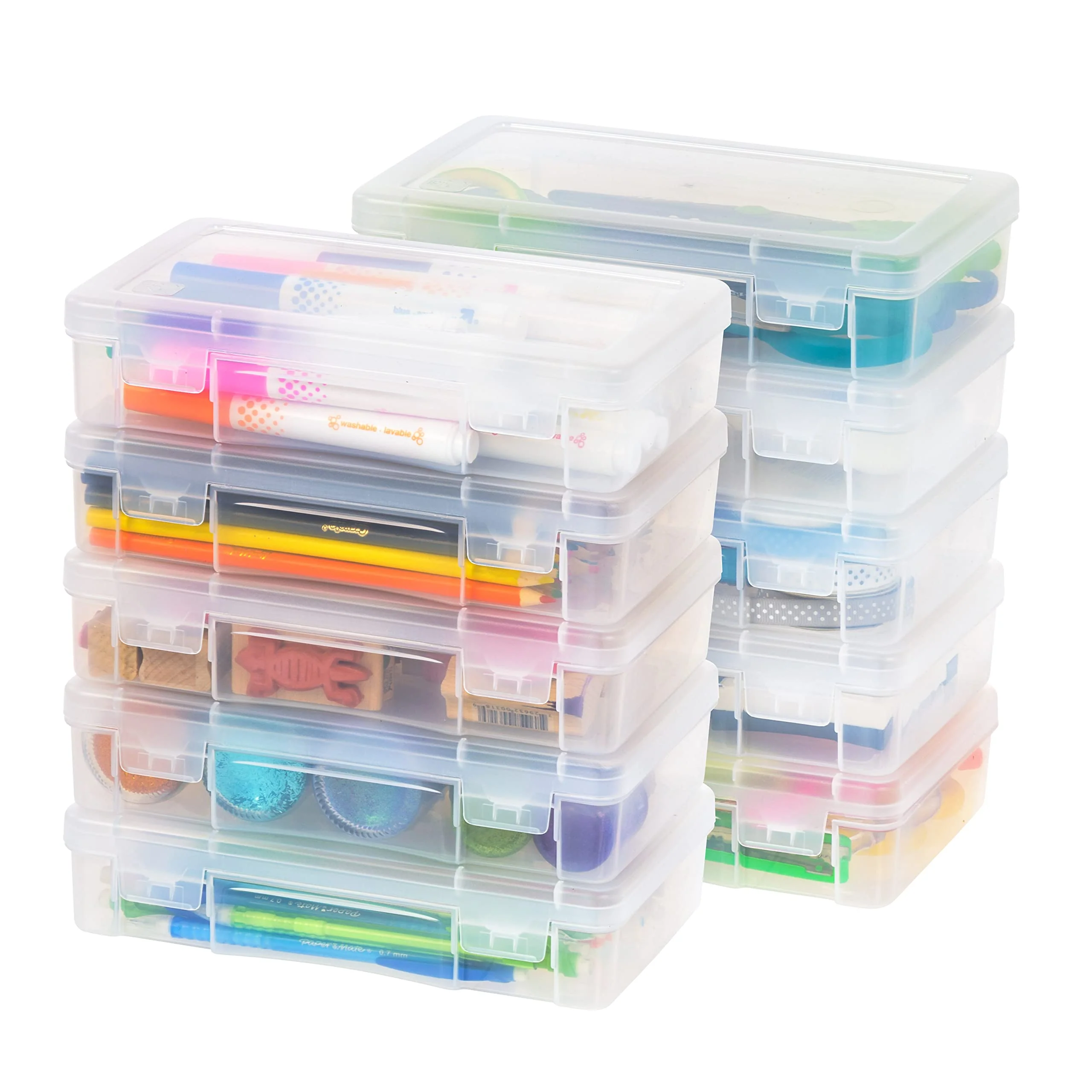 Comfortable IRIS USA Pencil Case Boxes 10-Pack Made in USA Plastic Bead Organizing Containers with Snap Lid for Arts Crafts Ephemera Stickers Dance… Convenient