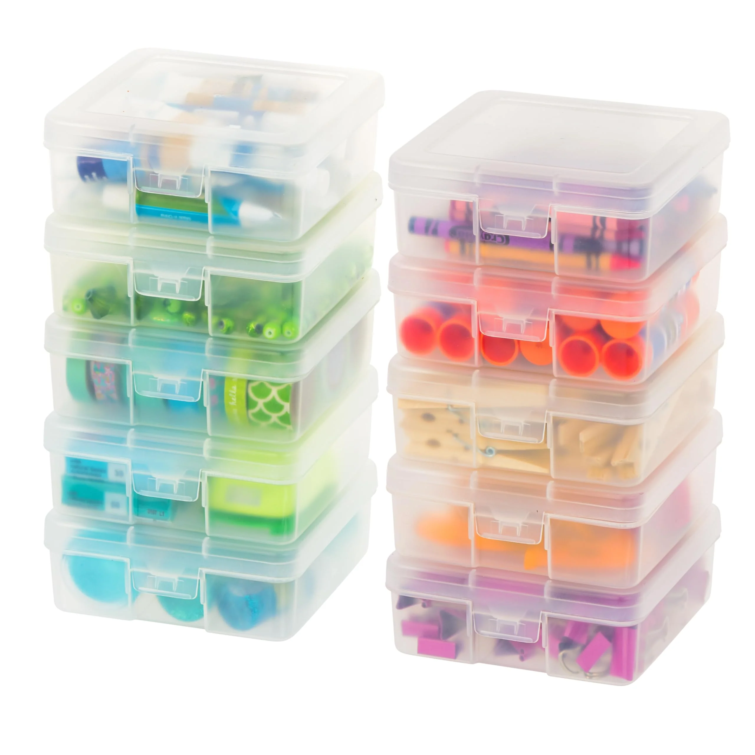 Excellent IRIS USA Pencil Case Boxes 10-Pack Made in USA Plastic Bead Organizing Containers with Snap Lid for Arts Crafts Ephemera Stickers Dance… Traditional