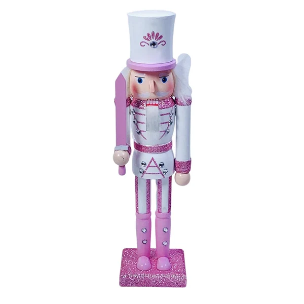 Convenient Maxbell Nutcrackers Figures Sparkle 30cm Wooden Unique for bedroom pink cane Detailed
