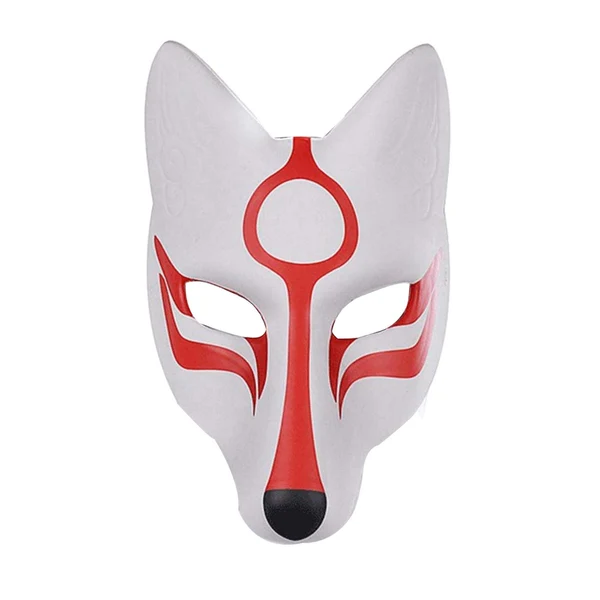 Practical Maxbell Anime Fox Mask Face Cover Halloween Cosplay Mask 23Cmx28cm Hand Painted Minimalist