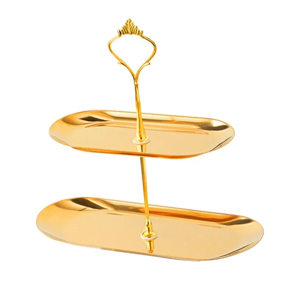 Expertly Made Maxbell Gold Plated Stainless Steel Jewelry Tray Dish for Glasses Vanity Bathroom Small 2 Tier Reusable