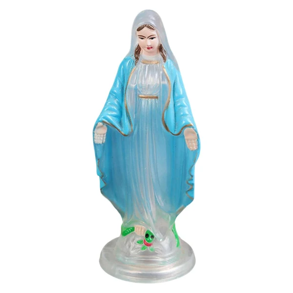 Trendy Maxbell Blessed Virgin Mary Figurine Character Sculpture Statue Decoration 10cm Clear Blue Coat Professional
