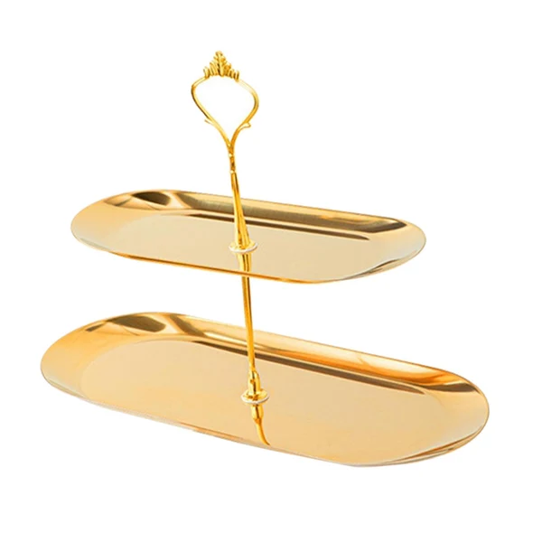 Flexible Maxbell Gold Plated Stainless Steel Jewelry Tray Dish for Glasses Vanity Bathroom Large 2 Tier Contemporary