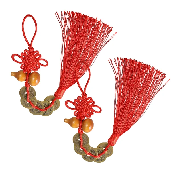 Organic Maxbell 2 Pieces Chinese Knot Classic Pendant Coins for Car Office Decoration Green