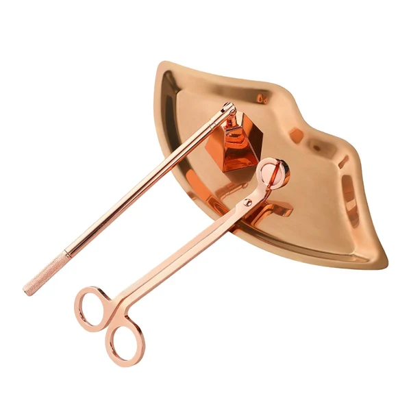 Refined Maxbell Candle Accessory Set Wick Trimmer Wick Flame Snuffer Tray Gift Rose Gold Eco-Friendly
