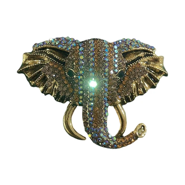 Verified Maxbell Elephant Brooch Pin Brooches Elephant Head Lapel Pin Dress Accessories Champagne Environmentally Friendly