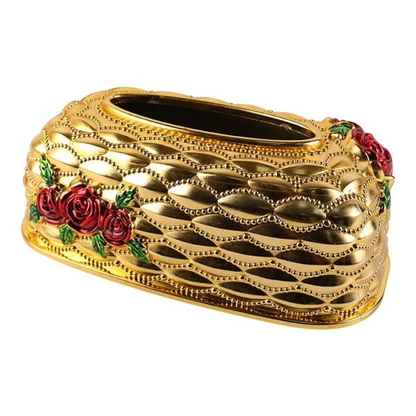 Prestigious Maxbell Luxury Facial Tissue Box Cover Case for Countertops Bathroom Decorative gold red Long-Lasting