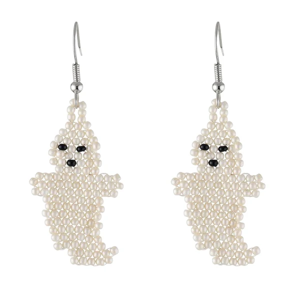 Reusable Maxbell Beaded Earrings Halloween Theme for Women Girls Beaded Long Tassel Party Little Ghost Innovative