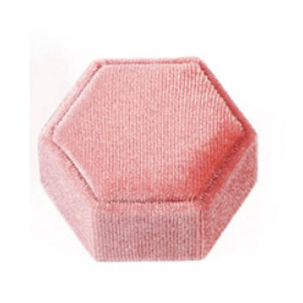 Crafted Maxbell Hexagonal Corduroy Ring Box Holder Case Display Velet Box for Proposal Girls Pink Lightweight