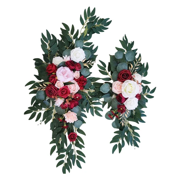 Fine Crafted Maxbell Rustic Artificial Flower Swag Handmade Hanging for Parties Arbor Ornament Red Practical
