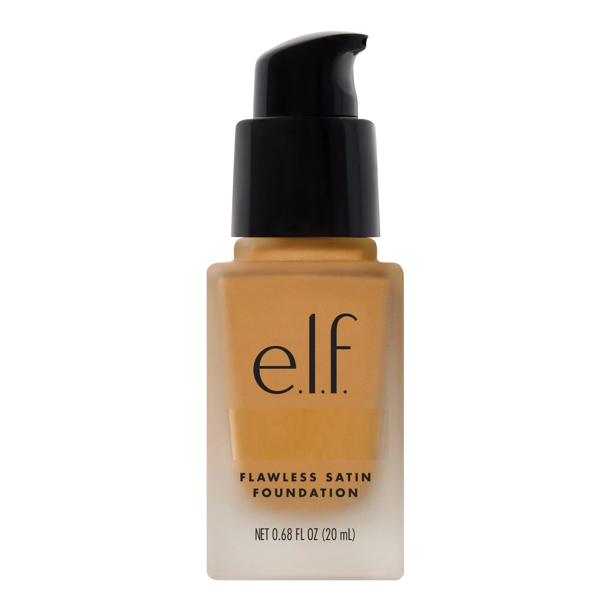 Flexible e.l.f. Satin Foundation Lightweight Medium Coverage Semi-Matte Finish Vegan Almond 0.68 Fl Oz 20mL Breathable