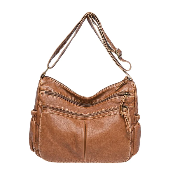 Secure Maxbell Multifunctional Shoulder Bag PU Leather for Lipstick Shopping Sundries Brown Functional