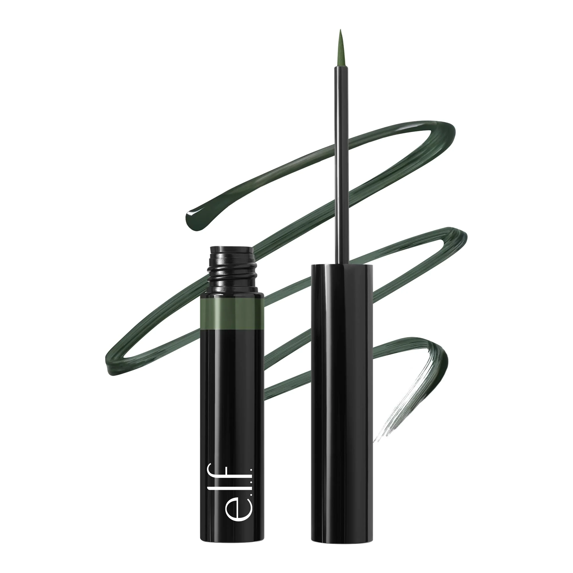 Green e.l.f. H2O Proof Inkwell Eyeliner Pen High-pigment Waterproof Liquid Eyeliner Delivers A Matte Finish Vegan Dark Envy User-Friendly