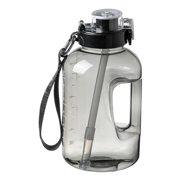 Sustainable Maxbell Water Bottle with Straw Time Marker Sports Water Jug Workout Yoga Black 1.6L High-Grade