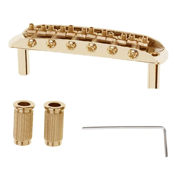 High-Grade Maxbell Professional Guitar Bridge Adjustable for 6 String Electric Guitar Gold World-Class
