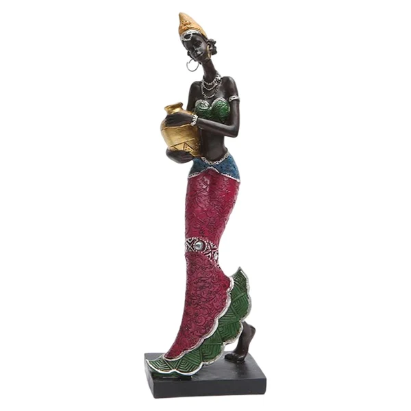Detailed Maxbell African Sculpture Tribal Lady Figure Dolls Ornaments for Desktop Decorations gold Fashionable