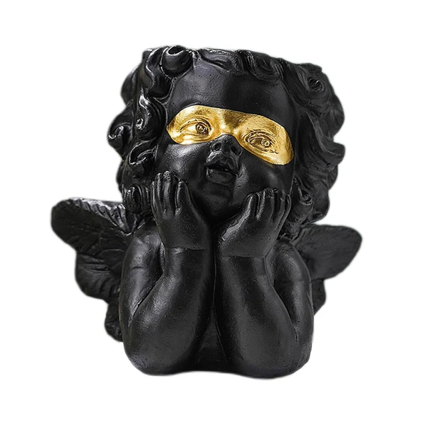 Smooth Maxbell Maxbell Angel Statue Crafted Planter Pot Sculpture for Art Decoration Black Gold Fast