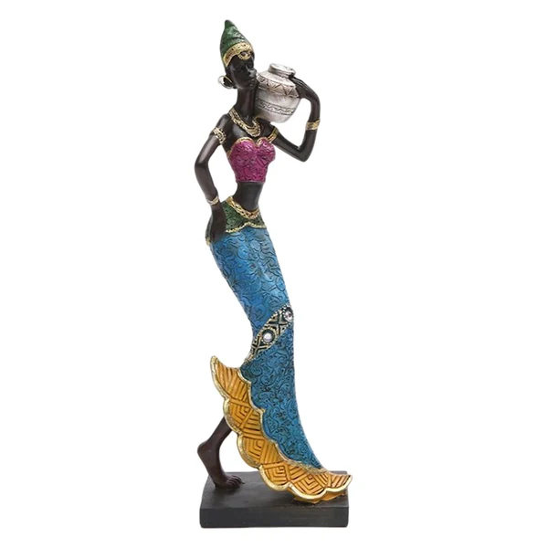Lightweight Maxbell African Sculpture Tribal Lady Figure Dolls Ornaments for Desktop Decorations silver Verified
