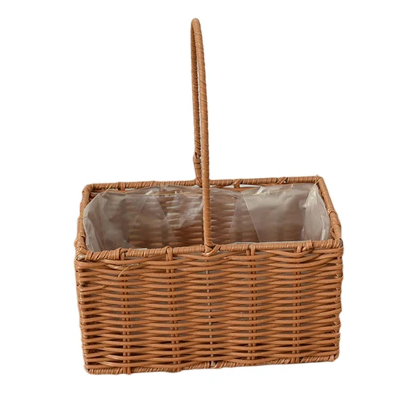 Enhanced Maxbell Rattan Flower Basket Multifunctional Eggs Candy Basket for Garden Home Decor Rectangle Flexible
