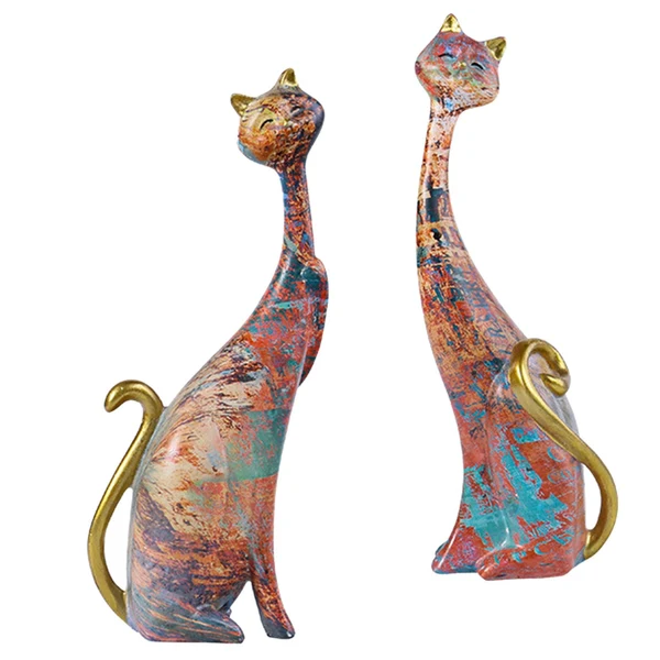 Healthy Maxbell Maxbell Couple Cat Figurine Animal Statue Sculpture Crafts for Home Bedroom Decor Elite
