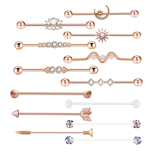 Reliable Maxbell 13x Industrial Barbell Earrings Straight Barbell for Women Men Stud Earrings Detailed