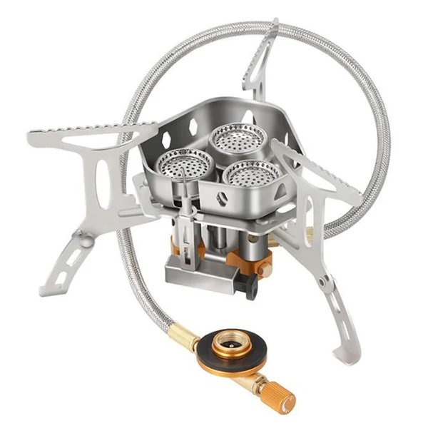 Specialty Maxbell Camping Gas Stove 3 Furnaces Heads Folding Backpacking Hiking Outdoor Conventional Hose User-Friendly