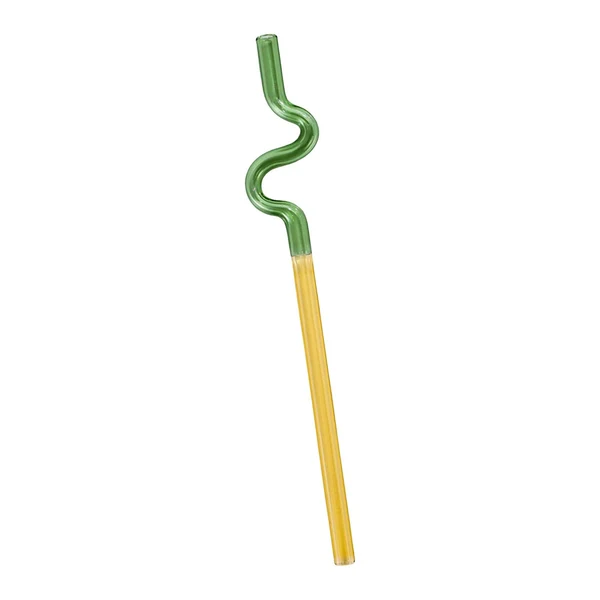 Original Maxbell Reusable Drinking Straws Long Glass Staw for Smoothies Green and Yellow Clean