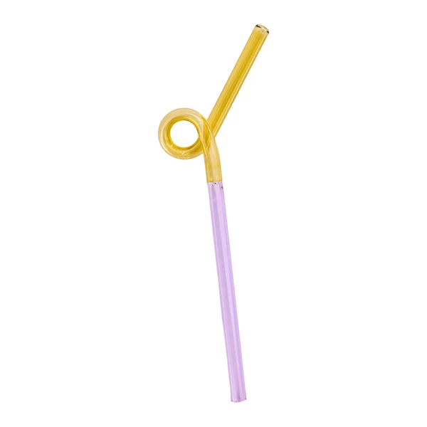 Secure Maxbell Reusable Drinking Straws Long Glass Staw for Smoothies Yellow and Pink Artisan