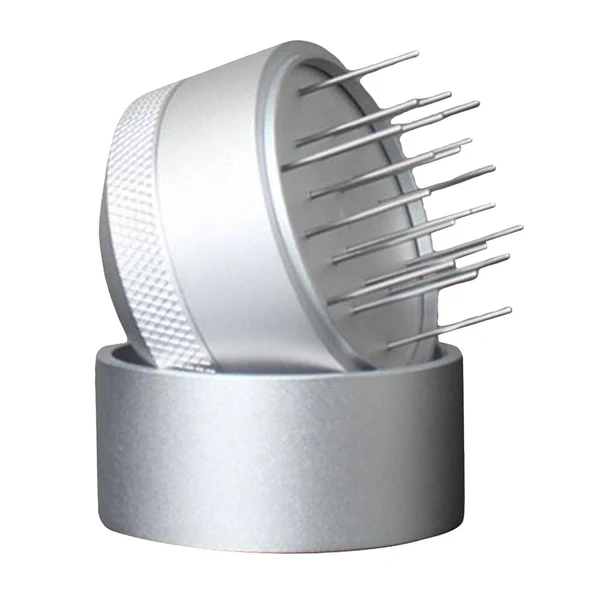 Green Maxbell Manual Coffee Stirrer Distributor Espresso Stirrer 20 Pins Adjustable Depth 58mm Sliver Detailed