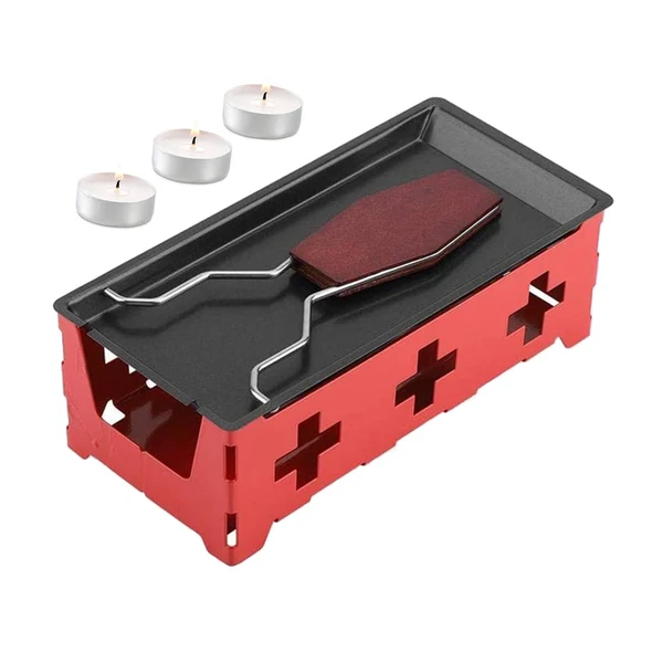Expertly Made Maxbell Non Stick Candlelight Cheese Raclette with Foldable Handle for Kitchen Red Versatile