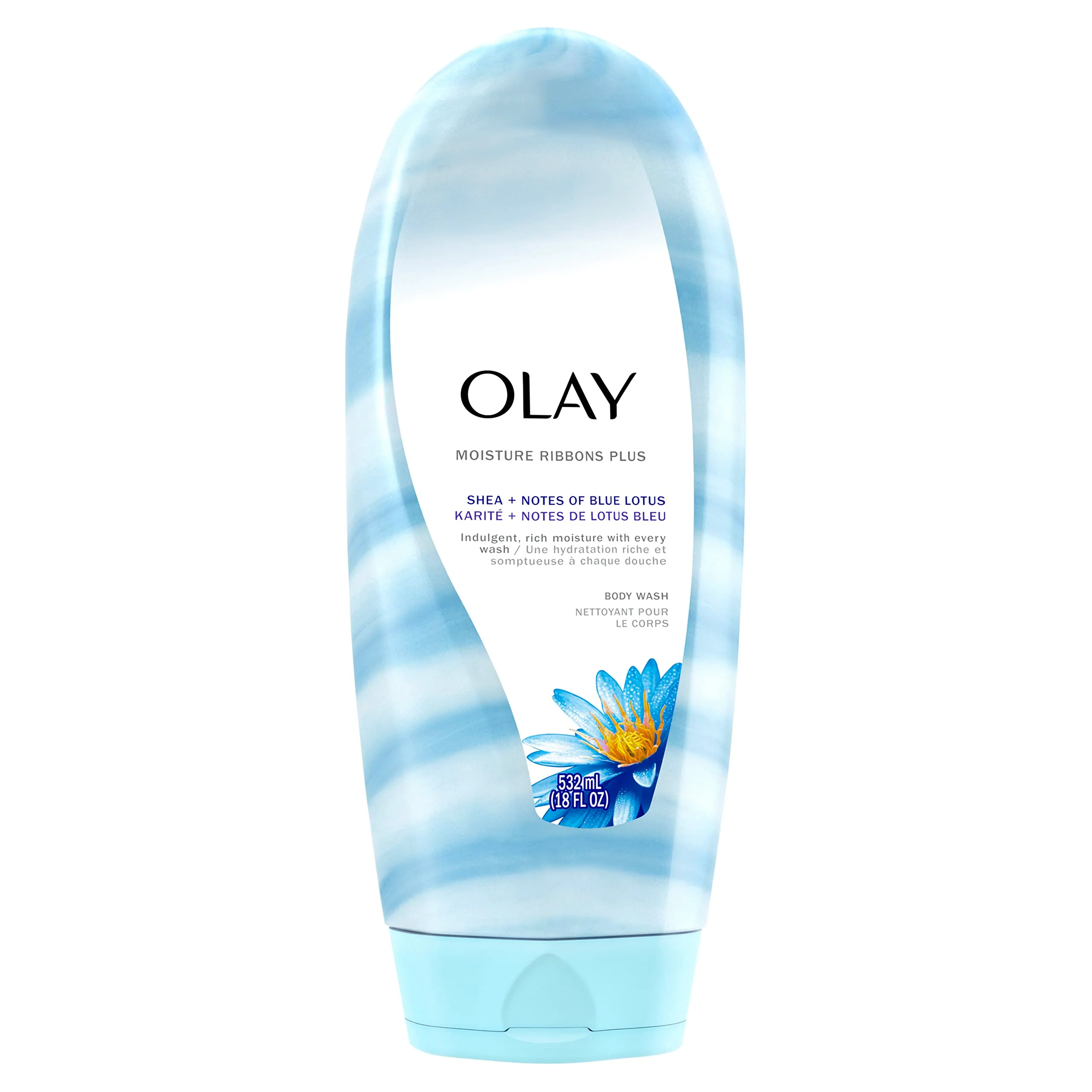 Fine Olay Moisture Ribbons Plus Shea Notes of Blue Lotus Body Wash 18 oz Traditional