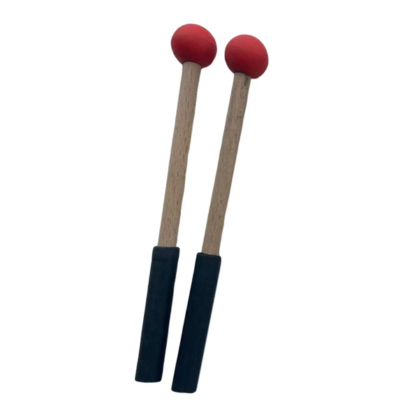 Refined Maxbell 2x Silicone Drumsticks Hand Percussion Mallets for Glockenspiel Xylophone Red Soft