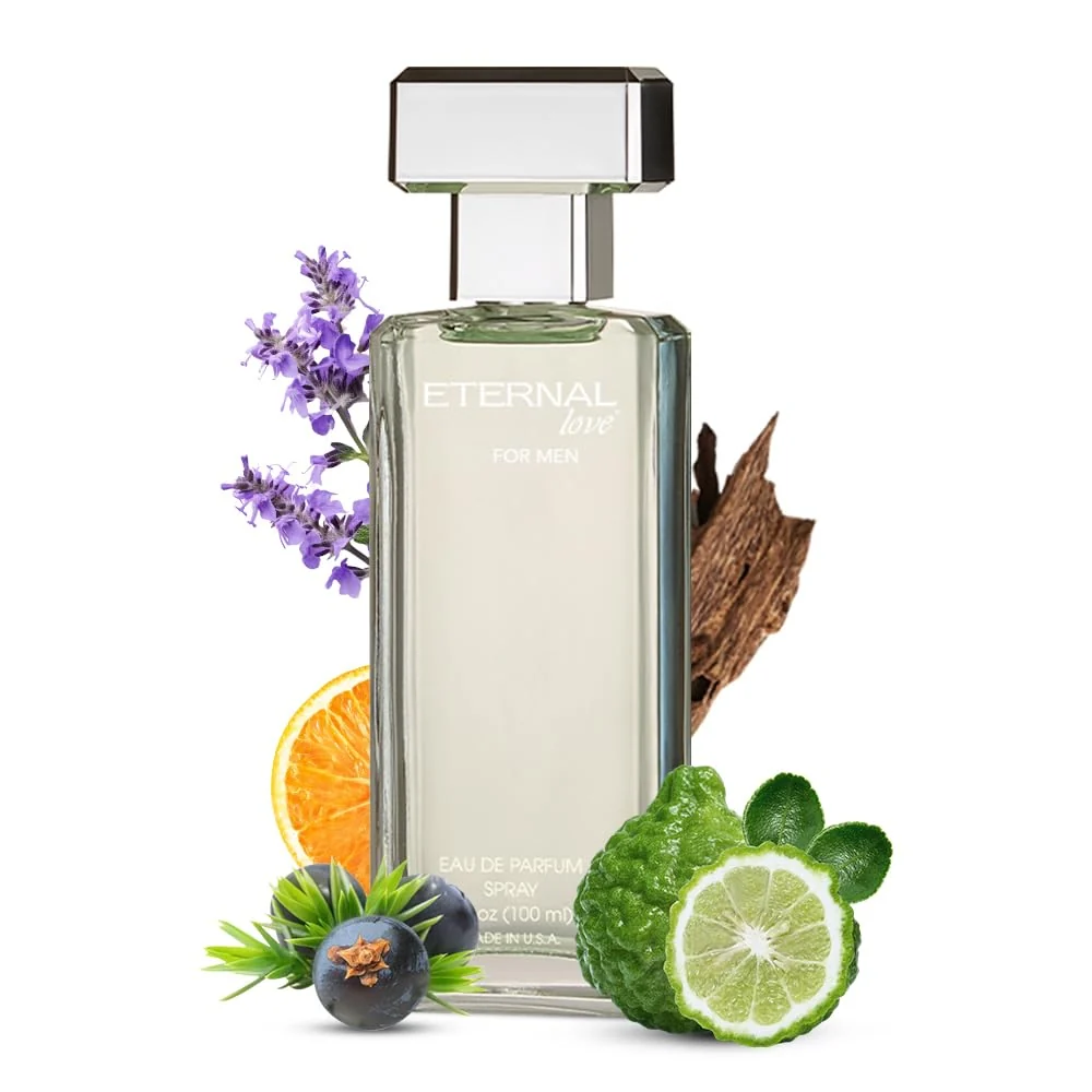 Fashionable Eternal Love for Men - Long Lasting Eau de Parfum Spray - Premium Clean Fragrance with Amber Cedarwood - Fresh Sophisticated Scent - 1.7oz Pure