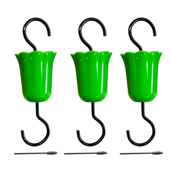 Dependable Maxbell 3 Pieces Feeder Hanging Hook with Cleaning Brush for Lawn Backyard Wildlife Green Long-Lasting