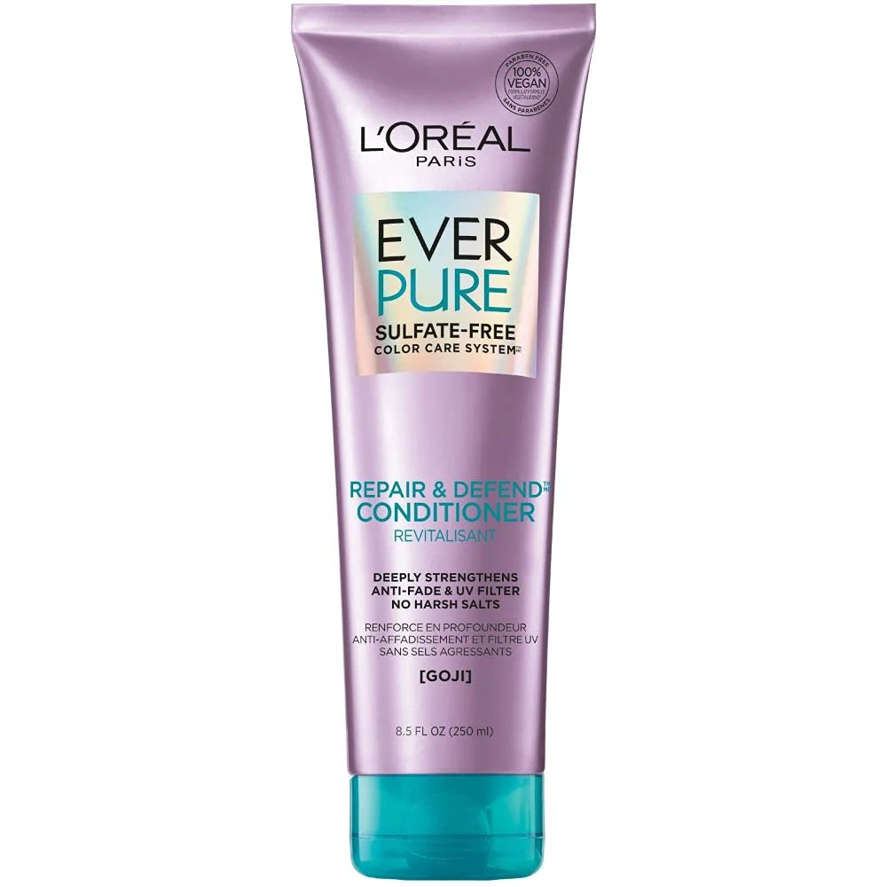 Authentic L'O Paris EverPure Repair and Defend Sulfate Conditioner for Color-Treated Hair Strengthens and Repairs Damaged Hair with Goji 8.5 Fl Oz Relaxed