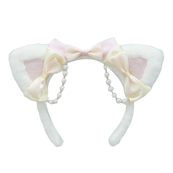 Fine Crafted Maxbell Ear Hair Band Photo Props Headdress for Birthday Dress up Festival White Sophisticated