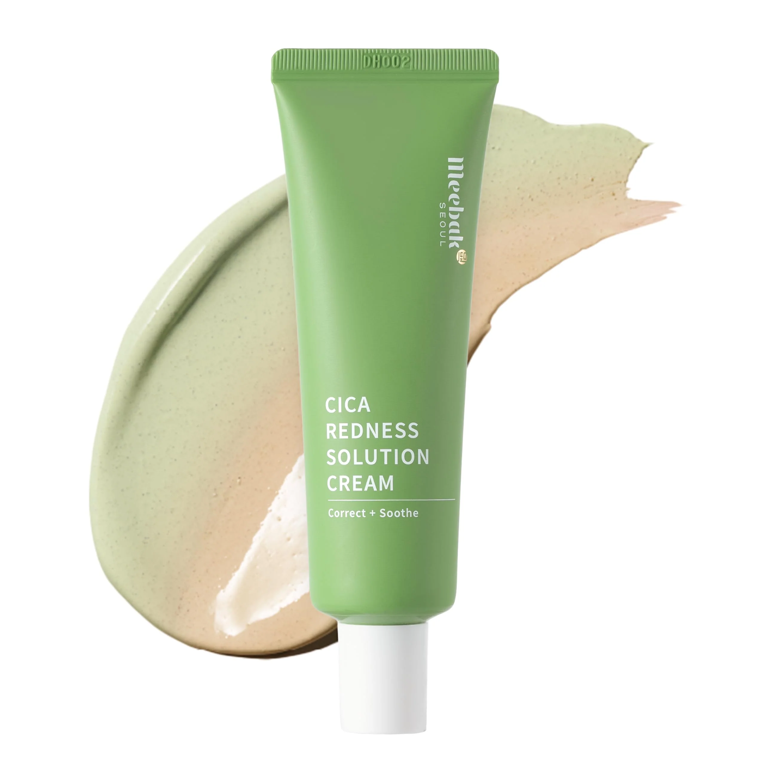 Innovative Meebak Cica Redness Solution Cream Redness Relief for Face Green Color-Corrector BB Cream for Sensitive Skin Green Color Corrector - Fair Relaxed