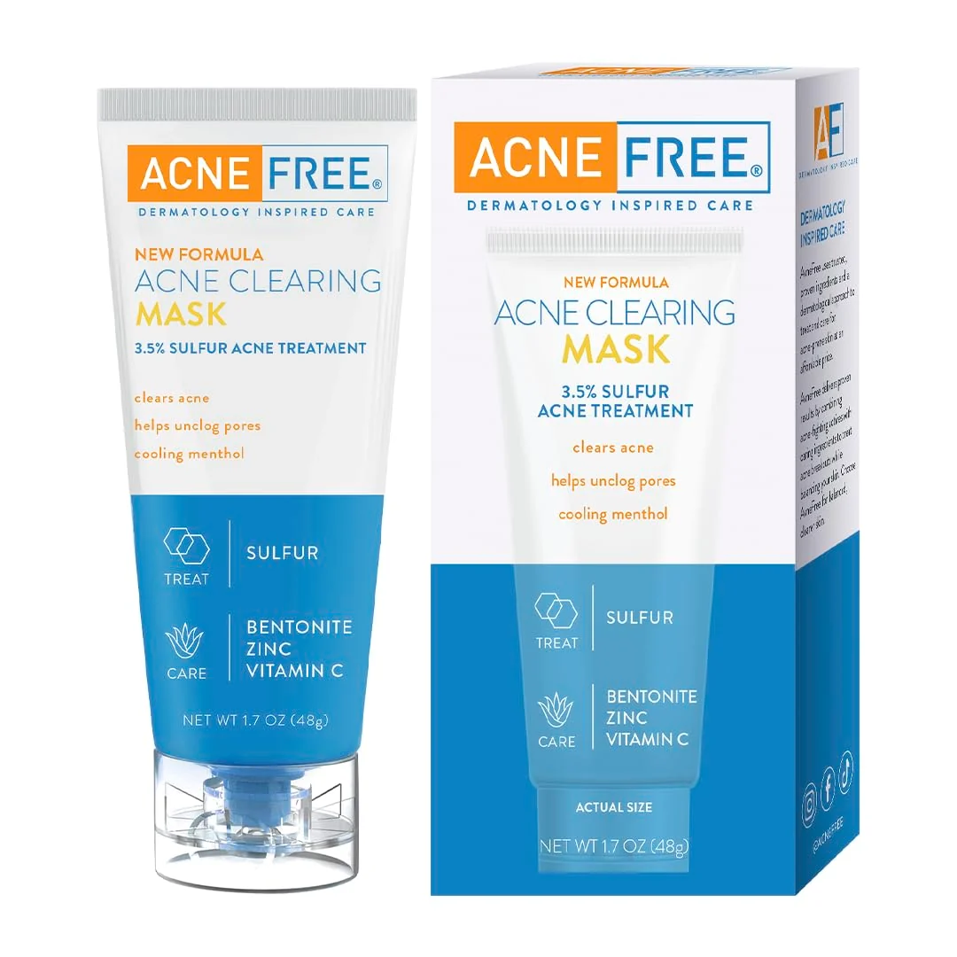 Crafted Acne Acne Clearing Mask 3.5 Sulfur Acne Treatment Absorbs Excess Oil and Unclogs Pores with Vitamin C Bentonite and Zinc 1.7 Ounce Authentic