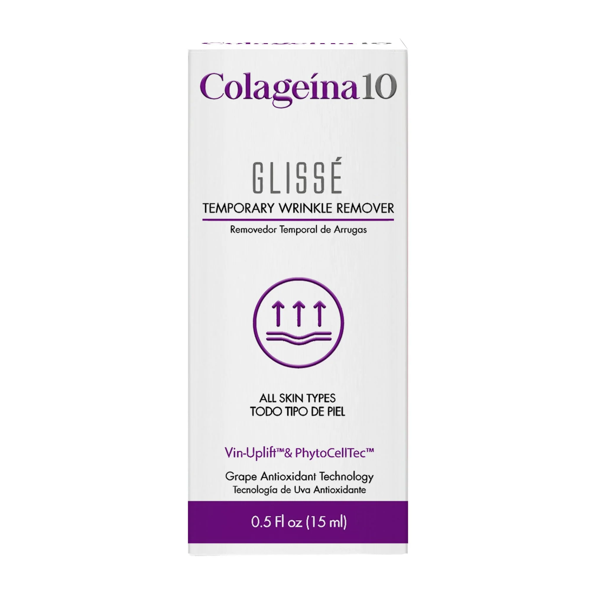 Reusable Colageina 10 Glissé Temporary Wrinkle Remover - Powered by Vin-Uplift PhytoCellTec - Reduce Fine Lines and Wrinkles in 90 seconds for up to 8 Hours Refined
