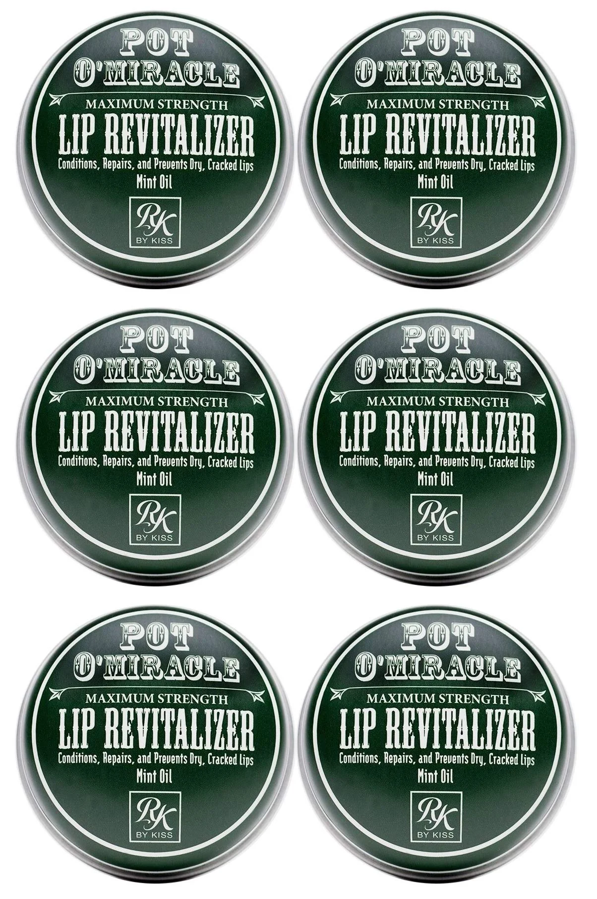 Authentic Ruby Kisses Pot O' Maximum Strength Lip Revitalizer Lip Balm Mint-6 Pack Efficient