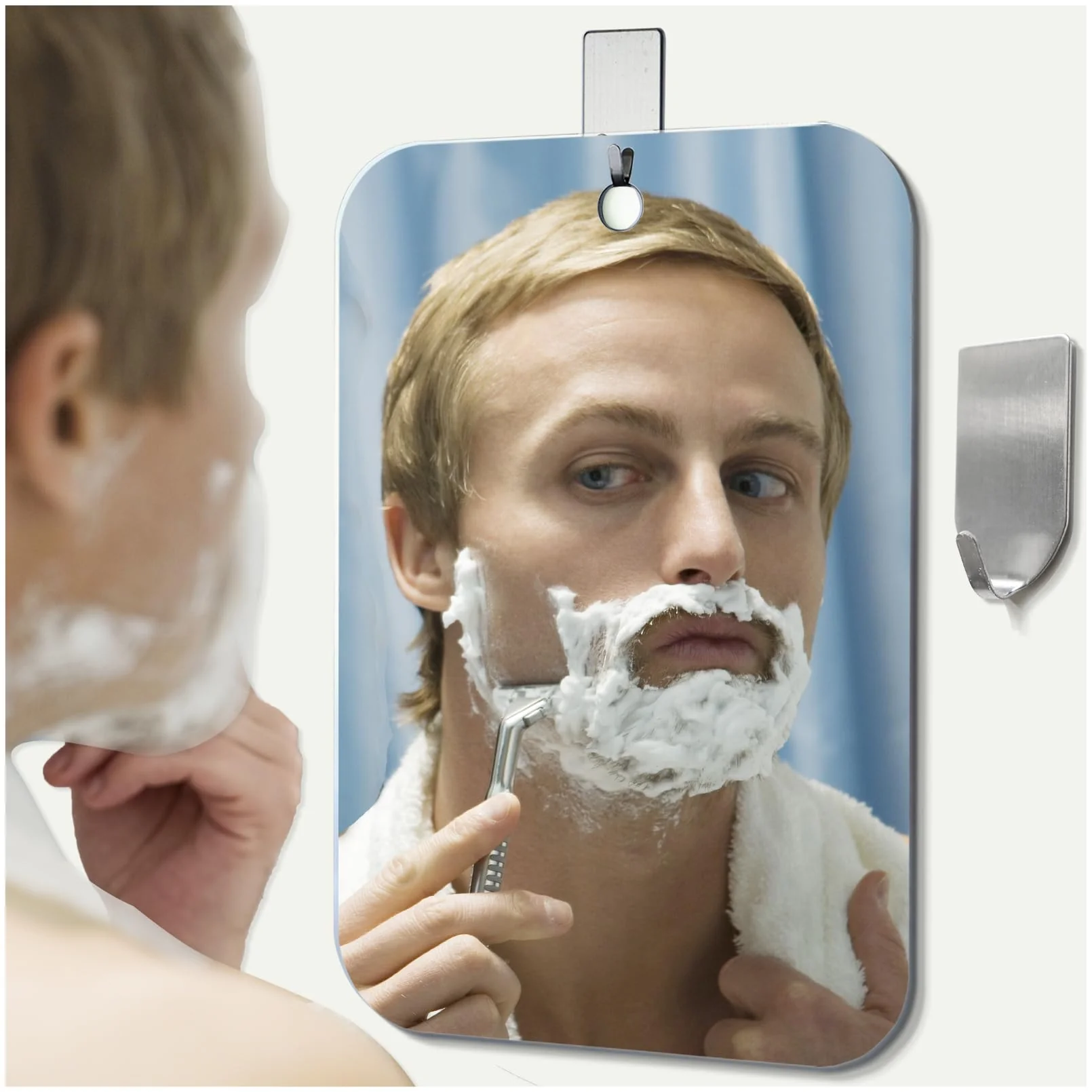 Artisan NKJVE Shatterproof Shower Mirror fogless for Shaving Mirror Larger 11 x8 Small Wall Hanging Camp Vanity Mirror Unbreakable Makeup Travel Camping Exclusive