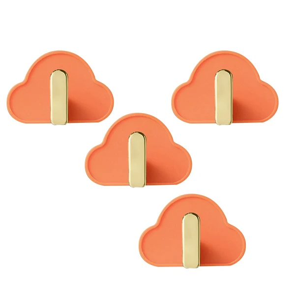 Genuine Maxbell 4Pcs Storage Hooks Flexible Self Adhesive for Clothes Keys Bags Orange Functional