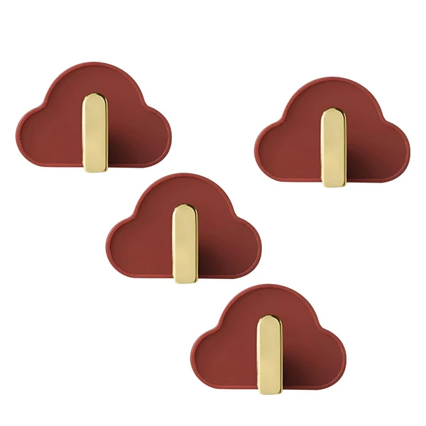 Genuine Maxbell 4Pcs Storage Hooks Flexible Self Adhesive for Clothes Keys Bags Red Premium Material