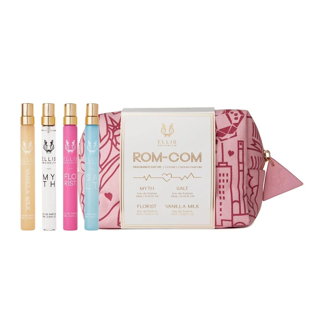 Durable Ellis Brooklyn ROM COM Mini Fragrance Gift Set Includes 4 10ml Travel Sprays MYTH FLORIST SALT VANILLA MILK Luxury Perfume Gift Set Vegan High-End