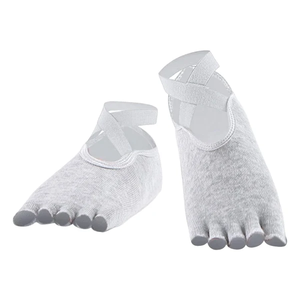 Natural Maxbell Women Toeless Yoga Socks Anti Slip Low Cut for Fitness Equipment Workout light gray Fine Crafted