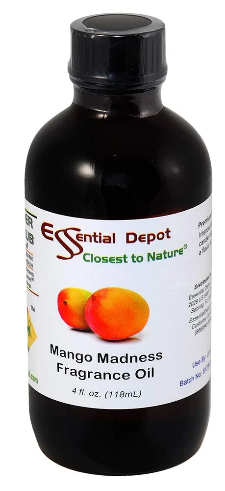 Classic Essential Depot Mango Madness Fragrance Oil - Supplied in 4 oz. Amber Glass Bottle with Black Phenolic Cone Lined and Safety Sealed Cap. Solid