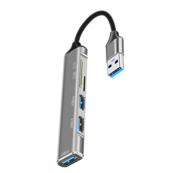 Powerful Maxbell 5 in 1 USB 3.0 Adapter Hub SD TF Card Reader Accessories Durable Grey Fast
